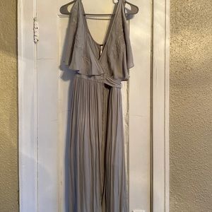 Free people gray/blue tie midi dress